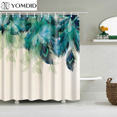 YOMDID-Cortina de baño de fibra de poliéster, Cortina de ducha con estampado 3d, 12 ganchos, decoración para el hogar y el baño, Cortina de ducha ► Foto 1/6