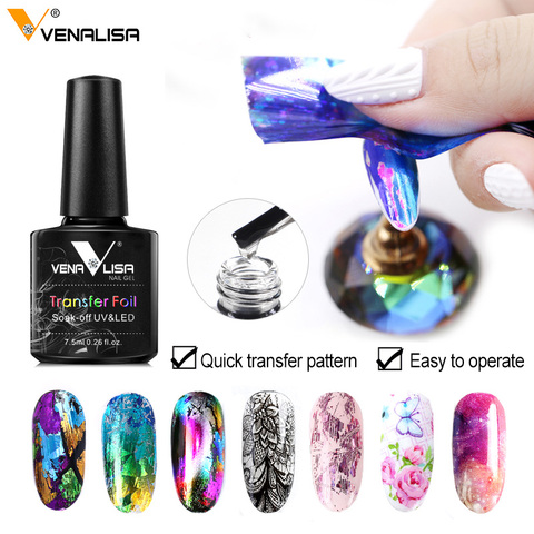 Venalisa-esmalte de Gel para uñas, laca de Gel para manicura Nail Art con diseño de transferencia de lámina, esmalte de uñas de Gel UV, pegamento de aluminio ► Foto 1/6