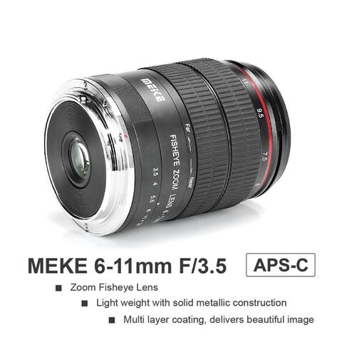 Meike 6-11mm ultraancho F3.5 Zoom lente de ojo de pez para SONY Canon FUJI todos M43 montaje cámaras DSLR con APS-C M43 Cámara Lennings ► Foto 1/6