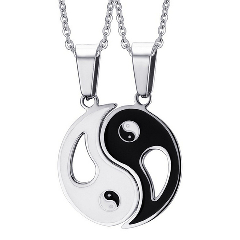 Collar con colgante de Yin Yang místico chino para hombres y mujeres, collar de acero inoxidable, Bagua, nuevo par de collares a la moda ► Foto 1/6