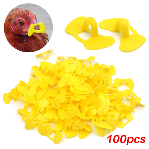 Gafas de plástico amarillo para pollos, sin perno, antipecas, para palomas, faisán, suministros para aves de corral, 100 Uds. ► Foto 1/6
