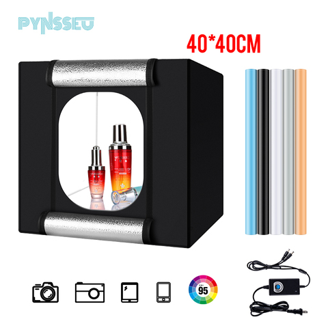 PYNSSEU plegable caja de la foto de 40*40*40 cm estudio caja con 5 colores de luz para Disparo de fotografía tienda accesorios ► Foto 1/1