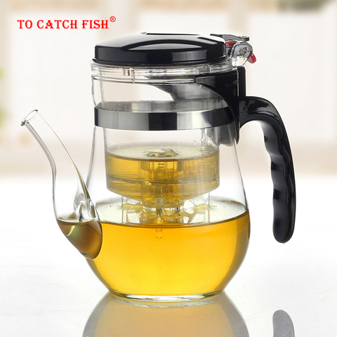 Gran oferta 500 de 750ml resistente al calor de vidrio de té de la flor té Puer tetera café tetera conveniente Set de té de oficina y conjunto de kungfú ► Foto 1/6