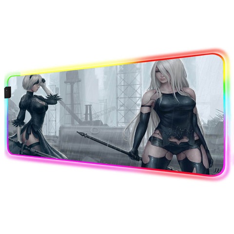 NieR autómatas chica Sexy RGB alfombrilla de ratón de juego teclado Mouse Pad gran alfobrilla de ratón ordenador jugador retroiluminación Mause Pad XXL escritorio Mat ► Foto 1/6