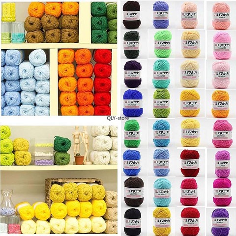 Lote de hilo de algodón suave para manualidades, suéter suave de 4 capas, artesanía de lana colorida, colores de ganchillo supersuave, 25g ► Foto 1/6