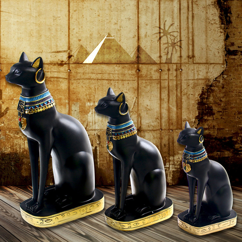 Diosa Bastet egipcia gatos figura coleccionable estatua hogar Oficina Decoración estatua de resina Vintage diosa estatuilla hogar Decoración regalo ► Foto 1/6