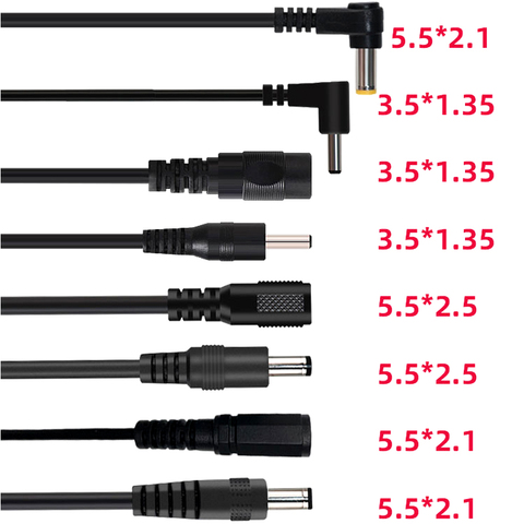 Cable de alimentación CC macho y hembra, 50cm, 12V, 5,5x2,1mm, 5,5x2,5mm, cable de datos LED LCD, cable de extensión de Monitor de 3,5x1,35mm ► Foto 1/6