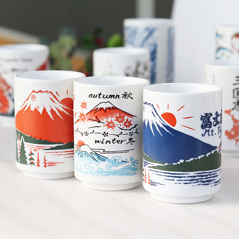 Tazas de cerámica con impresión japonesa de 300ml, taza de té, vino, Sushi, Sake, decoración familiar para restaurante, regalo de viaje para amigos ► Foto 1/6