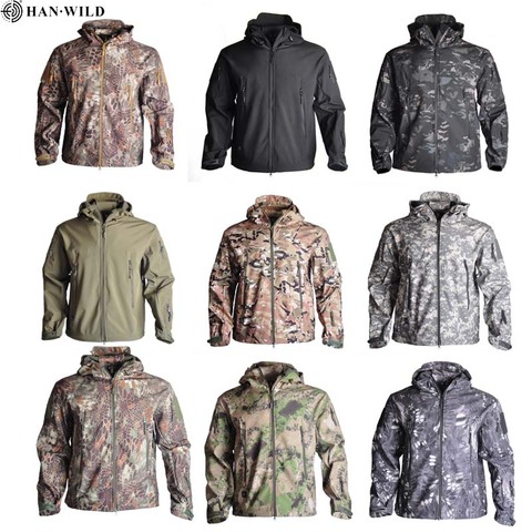 Chaqueta táctica militar de piel de tiburón para hombre, abrigo impermeable a prueba de viento, ropa de camuflaje para caza, rompevientos 5XL ► Foto 1/6