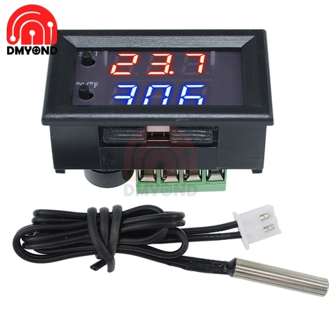 Controlador de temperatura con pantalla Digital, termostato para incubadora, regulador de temperatura del calentador de agua, refrigeración de calefacción, W1209WK W1209 DC 12V ► Foto 1/6