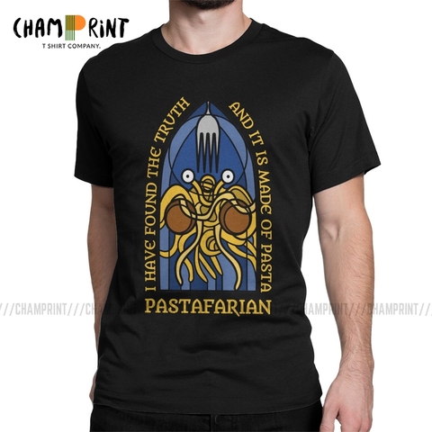 Los hombres de Pastafarian T camisa espagueti volador de monstruismo Pastafarianism FSM religión prendas de Iglesia camisa camiseta divertido regalo camiseta ► Foto 1/6