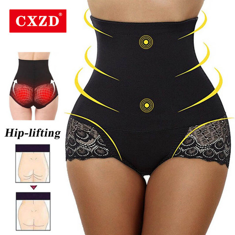 CXZD-Ropa interior de realce de glúteos para mujer, faja moldeadora de cuerpo ajustada de algodón, bragas sexys de entrenamiento de cintura y barriga, talla grande ► Foto 1/6