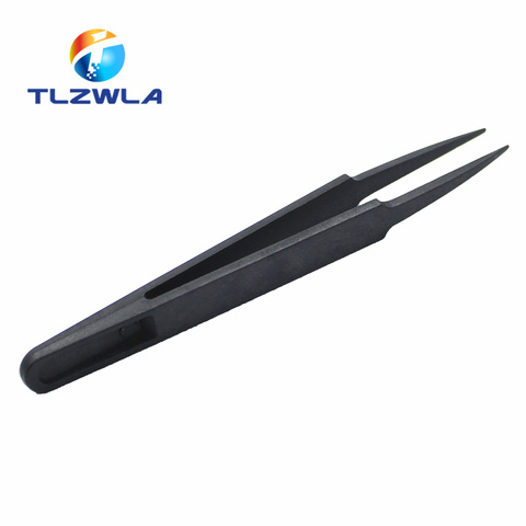 1PCS New Anti-static Plastic Tweezer Heat Resistant Repair Tool Portable Black Straight Bend 93303 Tweezer ► Foto 1/4