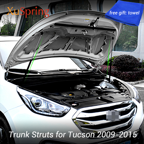 Cubierta de capó de reajuste para Hyundai ix35 Tucson ix, barras de resorte de elevación de Gas, amortiguadores de varilla de soporte, rocas, estilo de coche, 2009-2015 ► Foto 1/5