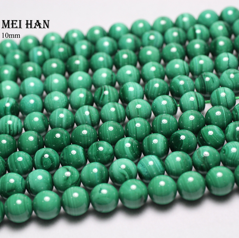 Meihan Natural malaquita verde 9,5-10mm Lisa Redonda Europea cuentas de piedra para hacer joyería diseño de piedra pulsera diy ► Foto 1/2