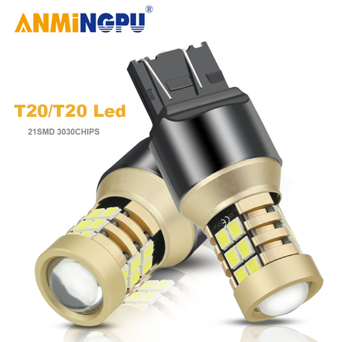 ANMINGPU 2x lámpara de señal Led T20 7443 W21/5W Led W21W WY21W 7440 2835SMD 3157 Led P27/7W 3156 P27W de la luz de freno Luz de marcha atrás 12V 12V ► Foto 1/6