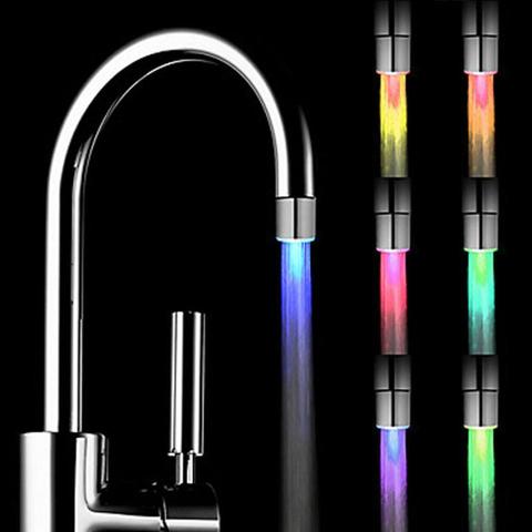 7 Color RGB Colorful LED Light Water Glow Faucet Tap Head Cheap Home Bathroom Decoration Stainless Steel Water Tap Dropshipping ► Foto 1/6