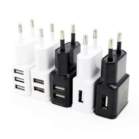 Adaptador de CA Universal, fuente de alimentación de 5V, 2A, CA a CC 220C a 5V, cargador, enchufe europeo, convertidor de teléfono móvil, Doble puerto ► Foto 1/6