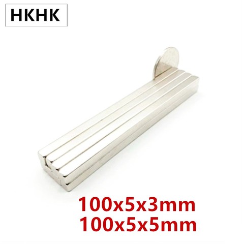 Imán de tierra rara de 100x5x3, 100x5x5mm de grosor, Bloque Rectangular de 3mm y 5mm de neodimio, tira magnética de 100mm ► Foto 1/6