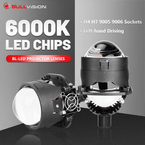 2,5 pulgadas Bi-Lentes de proyector LED para coche faro 25000LM 90W ojos de diablo H7 H1 HB3 HB4 9005 9006 Luz De Carretera bajo haz foco 2 uds ► Foto 1/6