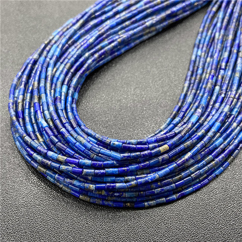 Lapislázuli-Cuentas de piedra azul Natural para fabricación de joyas, collar, 2x4mm, 15,5