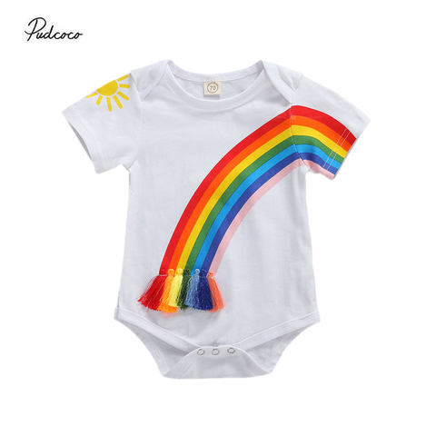 2022 ropa de bebé de verano bebé niño niña niño Arco Iris ropa de manga corta mameluco de manga corta lindo colorido mono traje ► Foto 1/6