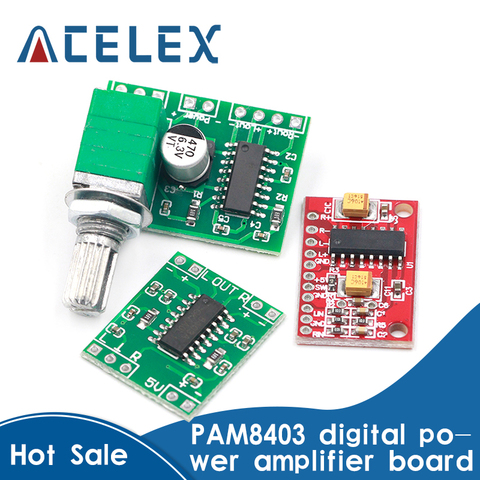 1 Uds PAM8403 Super mini digital placa amplificadora de potencia en miniatura de Clase D placa amplificadora de potencia 2*3 W de alta 2,5-5V USB ► Foto 1/6