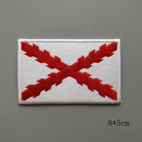 Insignia con bordado completo de la Bandera Nacional de la Cruz de Borgoña, parche bordado con la bandera de Borgoña de España de 8*5cm ► Foto 1/2
