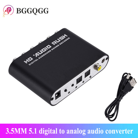 BGGQGG 5,1 Digital a convertidor de Audio analógico USB DAC de Digital a analógico, Decodificad óptico SPDIF Coaxial AUX 3,5mm a 6RCA sonido ► Foto 1/6