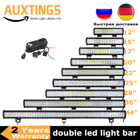 Barra de luz LED de 7-44 pulgadas para coche, 20 