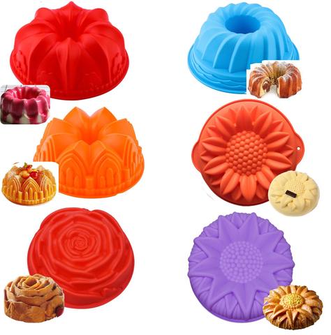 Moldes grandes de silicona para pasteles, Forma de Corona de flores, molde de hornear cocina, herramienta 3D, molde para pasteles, Pizza, Pan, bricolaje, fiesta de cumpleaños y boda ► Foto 1/6