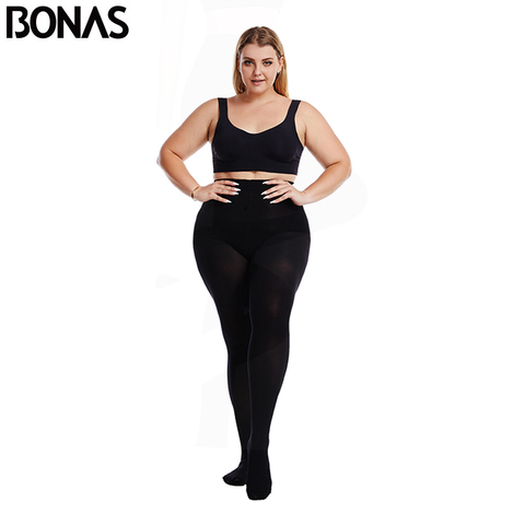 BONAS mujeres cálidas medias de invierno de alta elástico de talla grande medias otoñales mujeres Sexy Slim Collant Femme Legins medias de mujer ► Foto 1/6