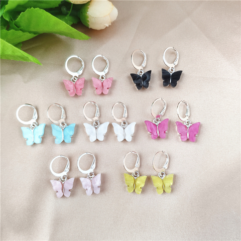 Pendientes bohemios de mariposa acrílica para mujer, aretes coloridos de animales, aretes de estudio niñas, joyería 2022 ► Foto 1/6