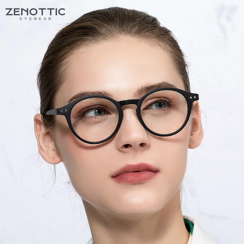 Gafas de lectura ZENOTTIC Retro con montura redonda para hombres y mujeres, gafas de lectura con luz Anti azul, gafas de lectura + 1 + 1,5 + 2 + 2,5 + 3 ► Foto 1/6