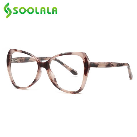 SOOLALA-gafas de lectura con bisagras con resortes TR90 para mujer, anteojos de lectura con luz azul, de gran tamaño, con marco de mariposa, para presbicia ► Foto 1/6