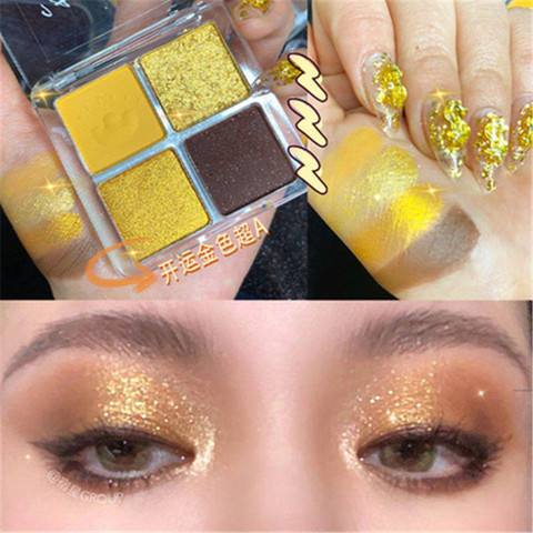 Paleta de sombras de ojos con Halo amarillo, colores neón, pigmento al desnudo, maquillaje cosmético ► Foto 1/6