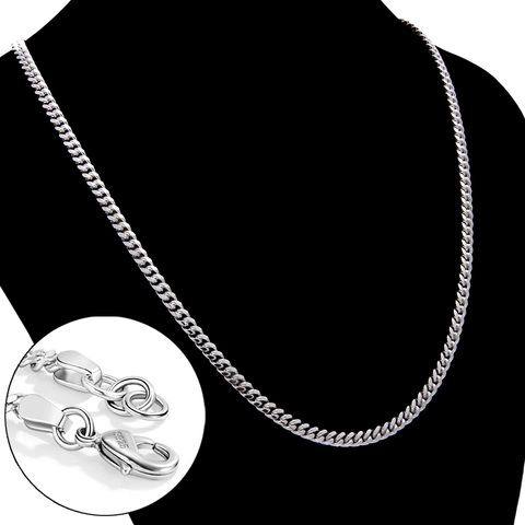 Collar punk de plata de ley 100% para hombre y mujer, cadena tipo látigo cubana curva de 3MM y 18 -24 pulgadas, joyería 925 ► Foto 1/6