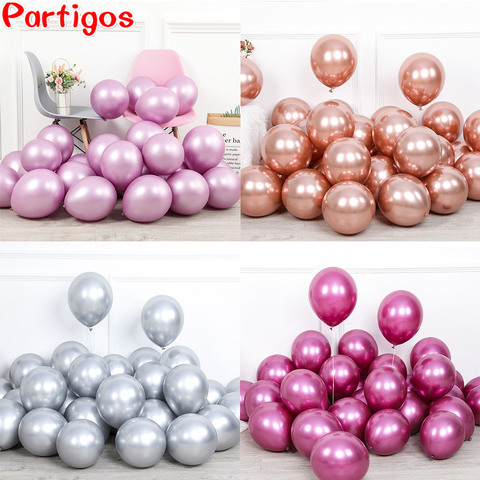 20 unids/set 12 pulgadas nueva brillante Rosa bebé de Metal Globos de Latex efecto perla oro rosa de cromo metálico Globos inflables Globos ► Foto 1/6