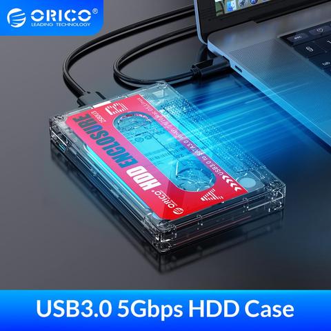 ORICO HD Disco Duro caso USB3.0 recinto HDD externo transparente SSD caja de diseño de cinta de Cassette para 2,5 