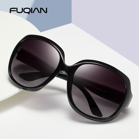 FUQIAN-gafas de sol redondas para mujer, diseño de marca femeninos con anteojos de sol, elegantes, sobredimensionado polarizado, simples, de plástico, con UV400 ► Foto 1/5