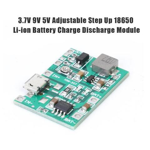 HW-357-Módulo de carga de batería de ion de litio, cargador tipo batería externa, 3,7 V, 9V, 5V, PCB ajustable, aumento de 18650 ► Foto 1/6