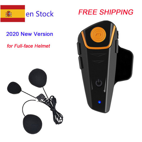 Auricular Intercomunicador para motocicleta, dispositivo de audio suave, BT-S2, IPX7, FM, 2022 M, bluetooth, casco, versión 1000 ► Foto 1/6