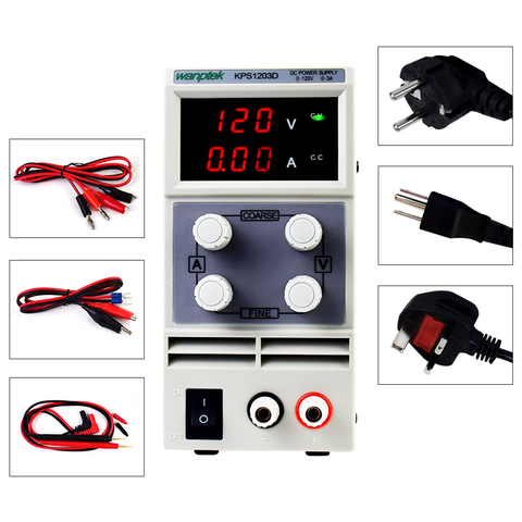 Ajustable fuente de alimentación dc KPS1203D 1202D 1201D doble digital de laboratorio de regulador de la fuente de alimentación 120V 3A 2A 1A 0,1 V 0.01A ► Foto 1/6