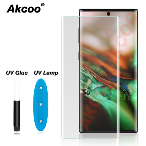 Akcoo Note 10-Protector de pantalla, cristal UV de cobertura completa, película protectora para Samsung Galaxy S8 9 Plus 10e note 8 9 5G, cristal templado ► Foto 1/6