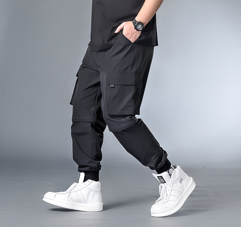 Pantalones Cargo de estilo japonés para hombre, ropa de calle con cintas de Hip Hop, pantalones de chándal informales de moda, color negro, 7x l-xxxxl ► Foto 1/6