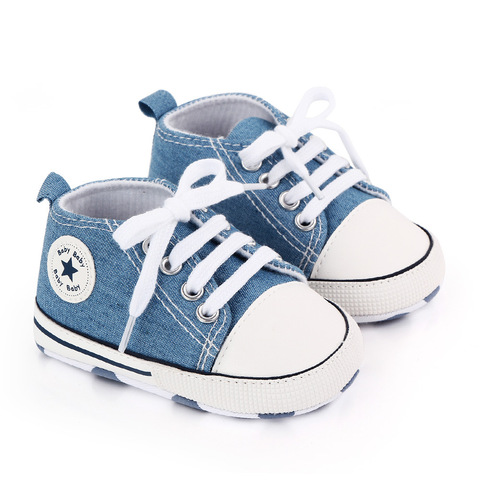 Zapatillas clásicas de lona para bebé, deportivas con estampado de estrellas para recién nacido, zapatos antideslizantes para primeros pasos para bebé ► Foto 1/6