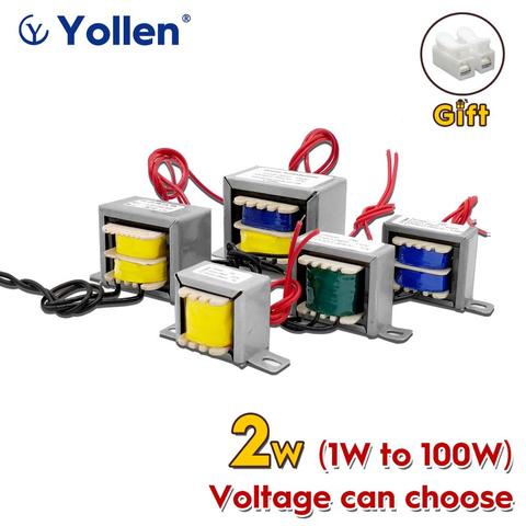 Transformador de potencia EI 2W, voltaje de Audio de 2VA personalizado, 220V/380V/110V a 9V/12V/15V/18V/24V/110V, aislamiento de doble salida, bricolaje, cobre ► Foto 1/6