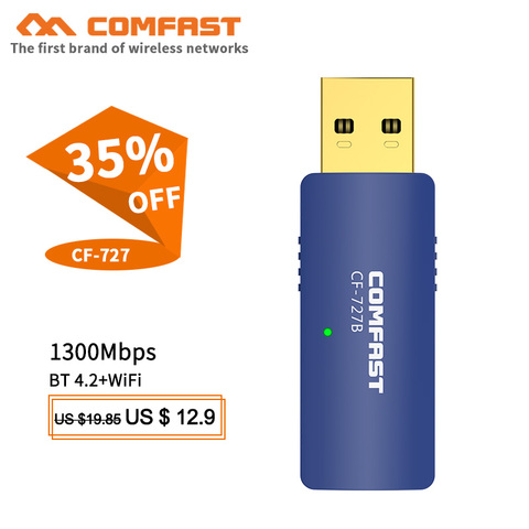 CF-727B-adaptador inalámbrico con Bluetooth, WiFi, 802 Mbps, adaptador WiFi USB, 1300g + 2,4G, tarjeta de red, receptor/transmisor, 5,8, 11ac/b/G/n ► Foto 1/6