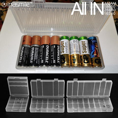 Caja de almacenamiento para pilas recargables, contenedor organizador para pilas todo incluido, 18650, 26650, 16340, 2, 4, 8, AA, AAA ► Foto 1/6