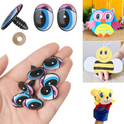 Ojos de plástico de seguridad para Juguetes DIY, 5 pares de marionetas ovaladas, ojo con junta, piezas de animales de felpa, accesorios de 24x18mm ► Foto 1/6